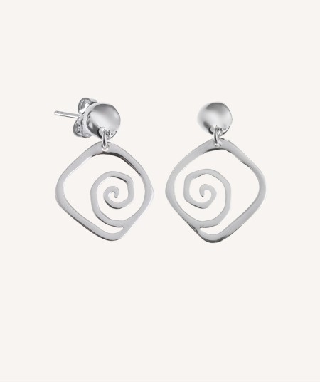 Long Spiral Silver Earrings