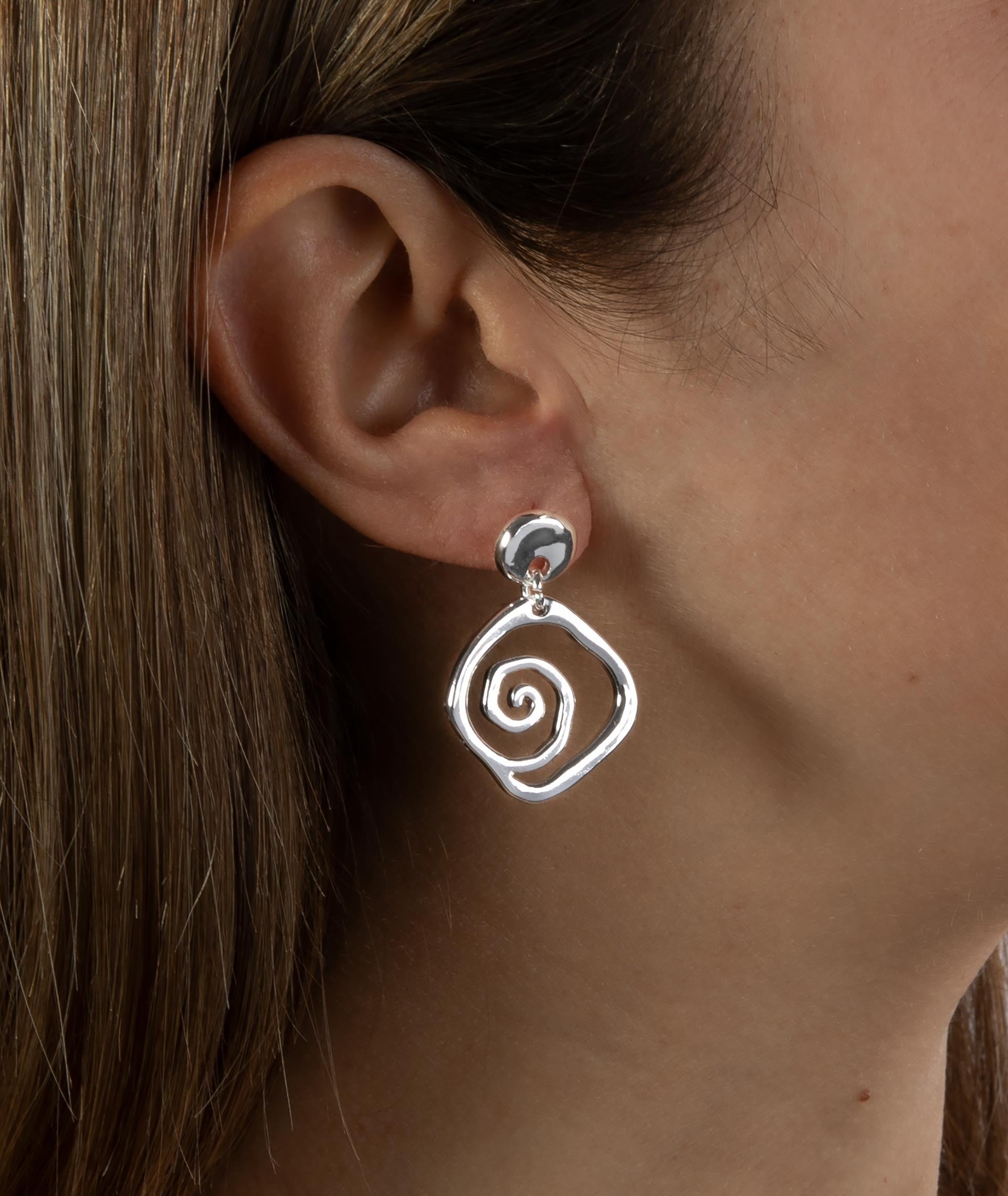 Long Spiral Silver Earrings