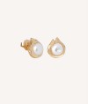 Earrings with Cubic Zirconia and 7mm Button Pearl