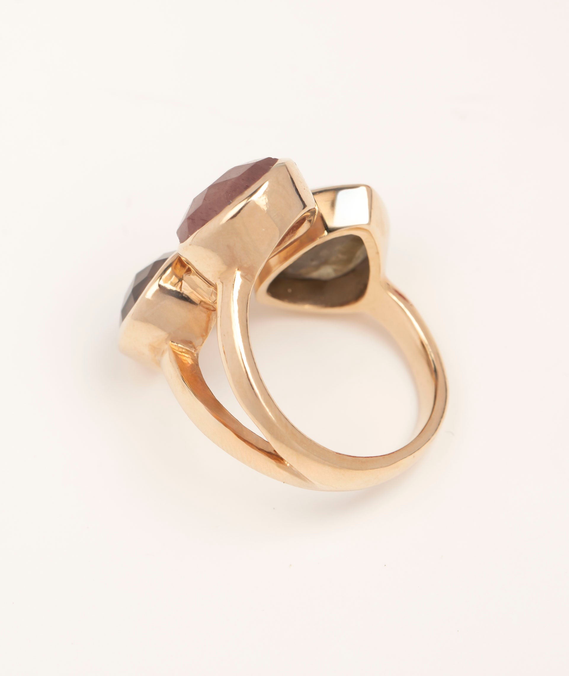 Ring Tanit 18 Kt Gold Plated three natural stones