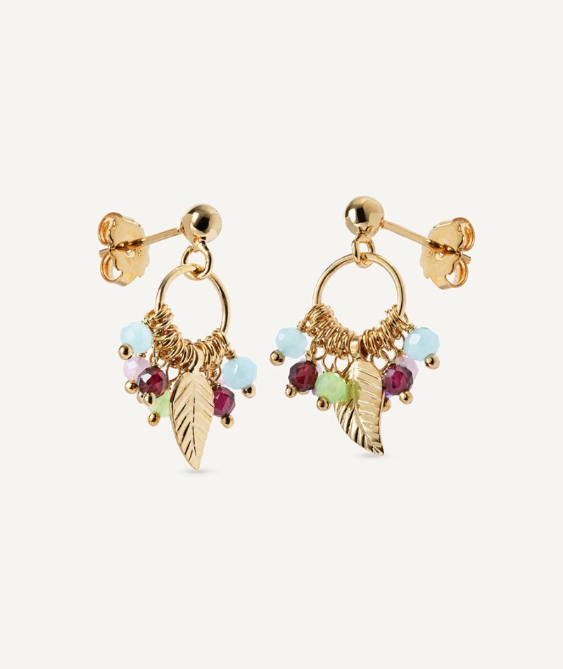 Earrings Fosquet collection Esenciales 18 Kt Gold Plated Aro Natural stones