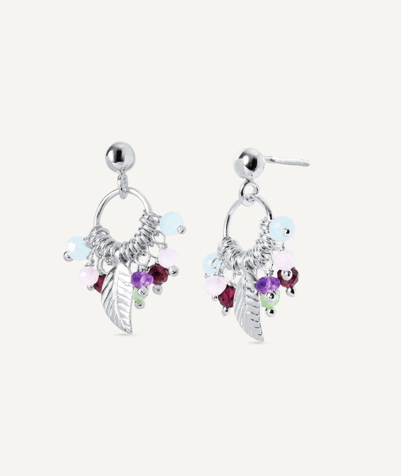 Earrings Fosquet collection Esenciales Silver plated Aro Natural stones