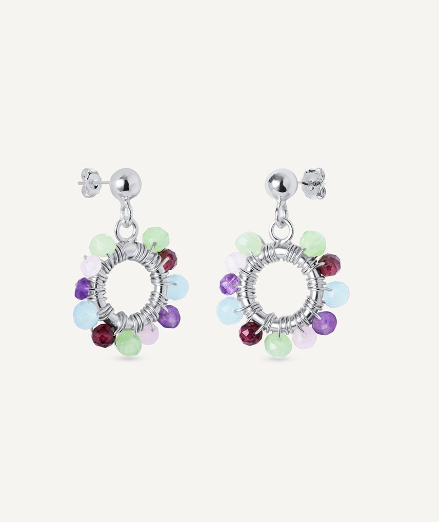 Earrings Fosquet collection Esenciales Silver plated Aro Natural stones