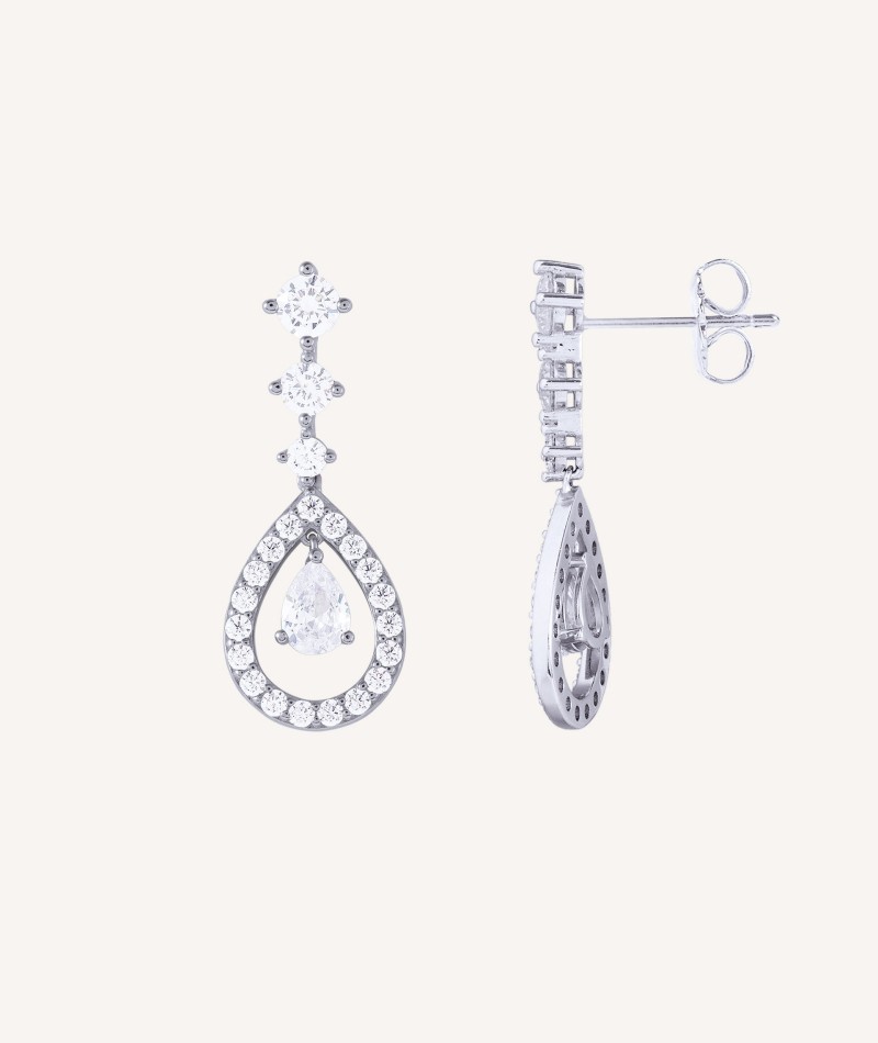 Earrings Tamara 925 silver platinum plated cubic zirconias