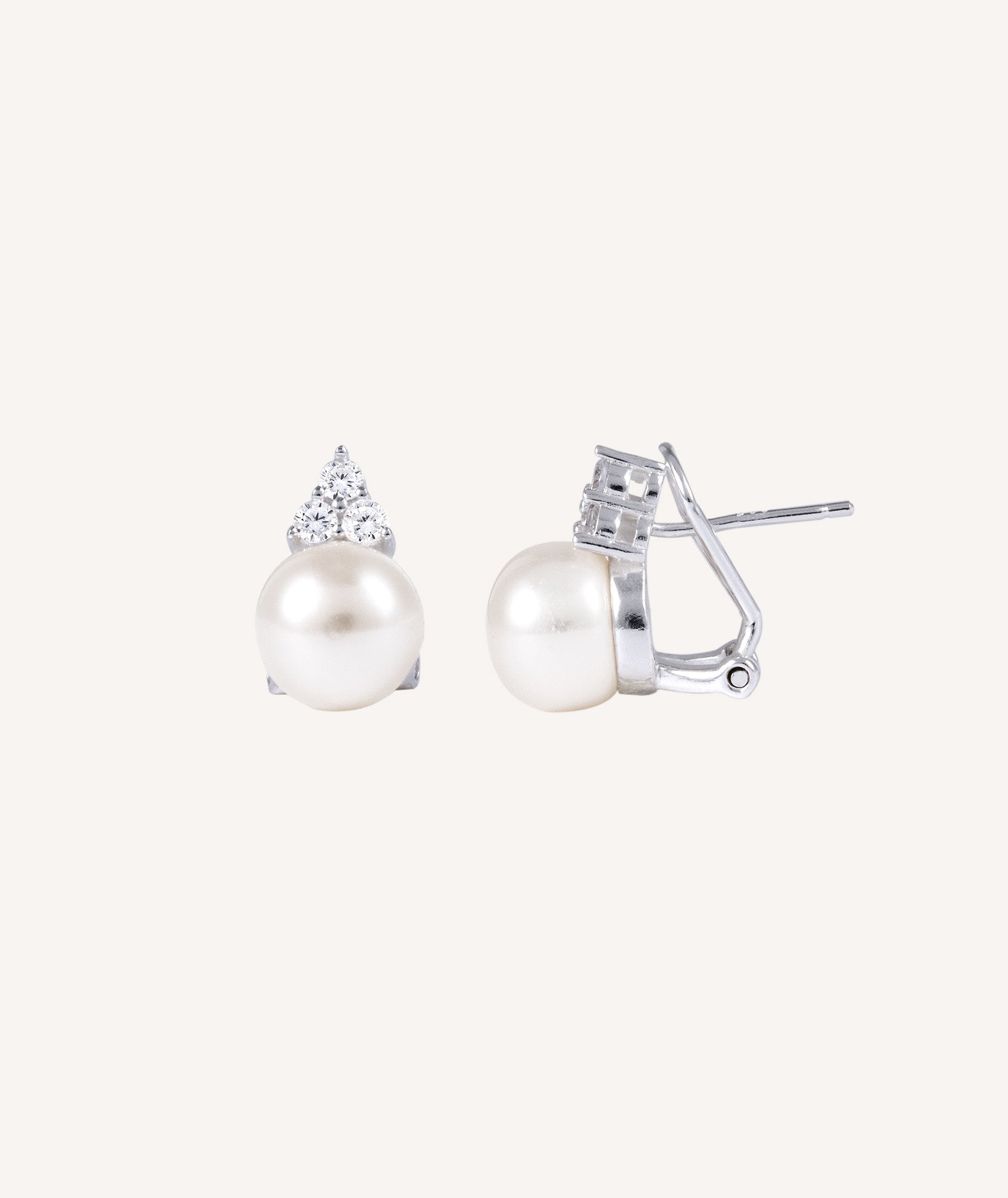 Earrings  silver 925 with zirconias and cultured pearl