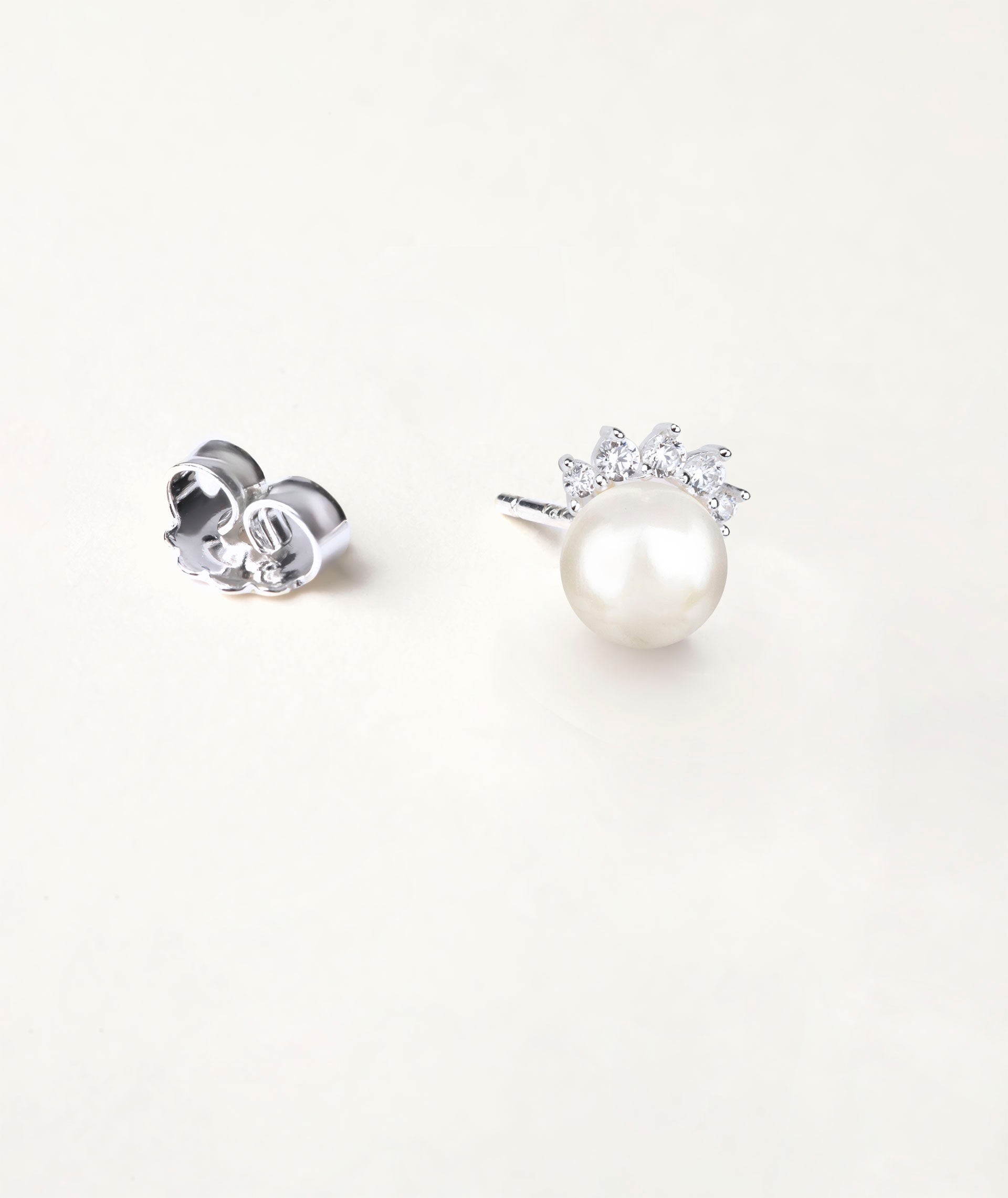 Earrings  silver 925 with zirconias and cultured pearl