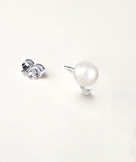 Earrings  silver 925 with zirconias and cultured pearl