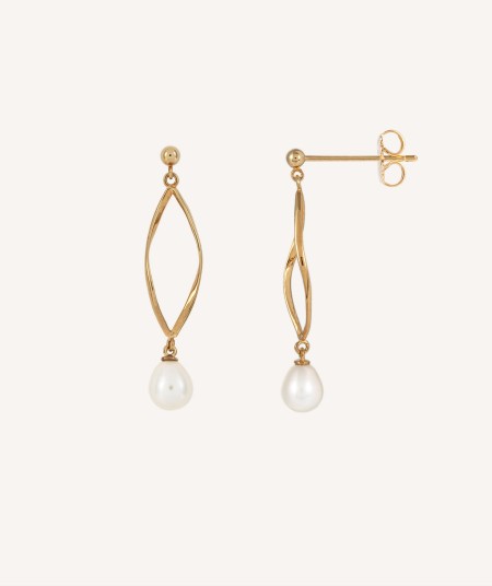 Earrings  18 kt gold plated with cultured pearl