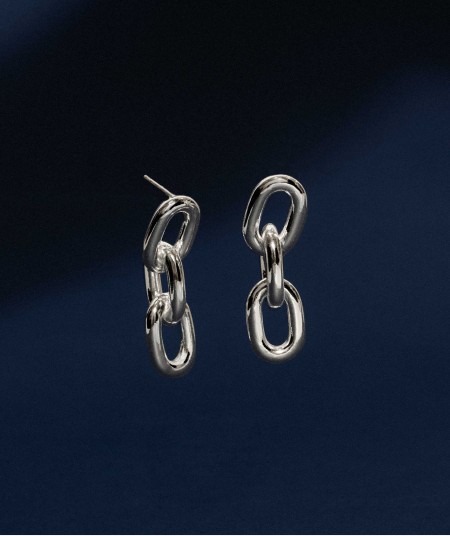 Earrings Julieta Silver plated link oval