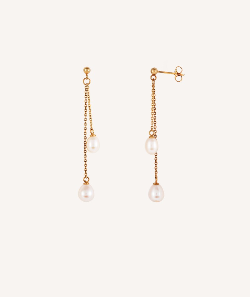 Earrings Gold 18ct Plated Stick Pearl