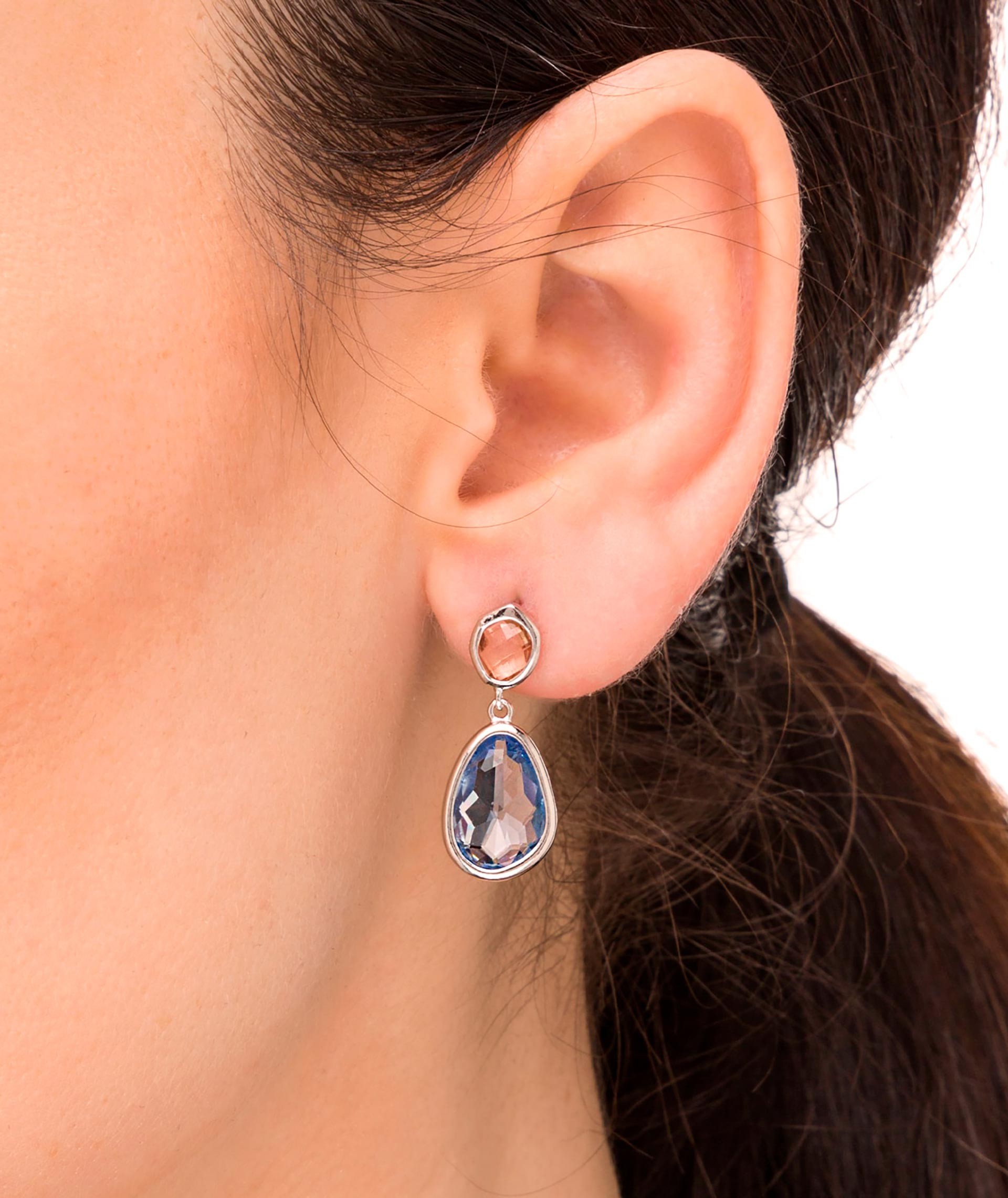 Earrings Crystal Light Sapphire & Champagne