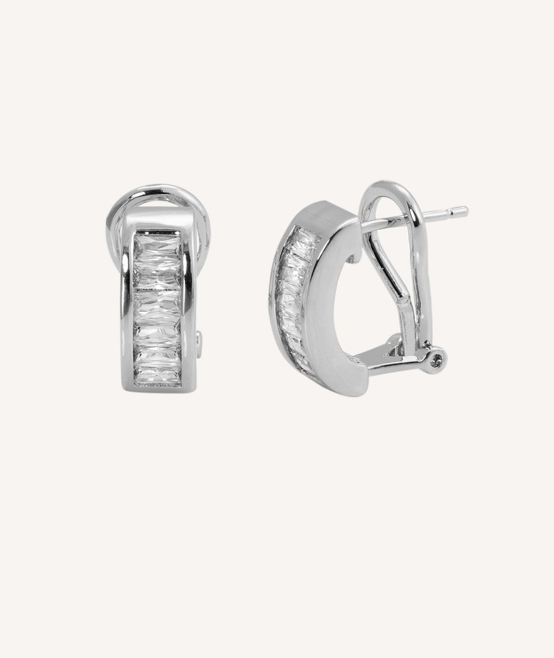 Earrings Hoop Baguette Zirconia