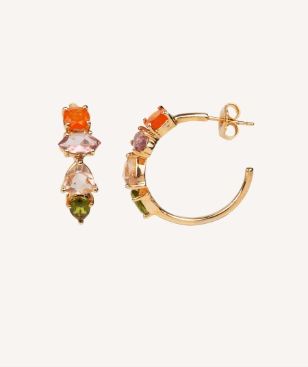 Earrings Hoop Stone Multicolor