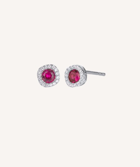 Earrings Zirconia Circle Red