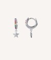 Earrings Articulated hoop Multicolor Zirconia Star