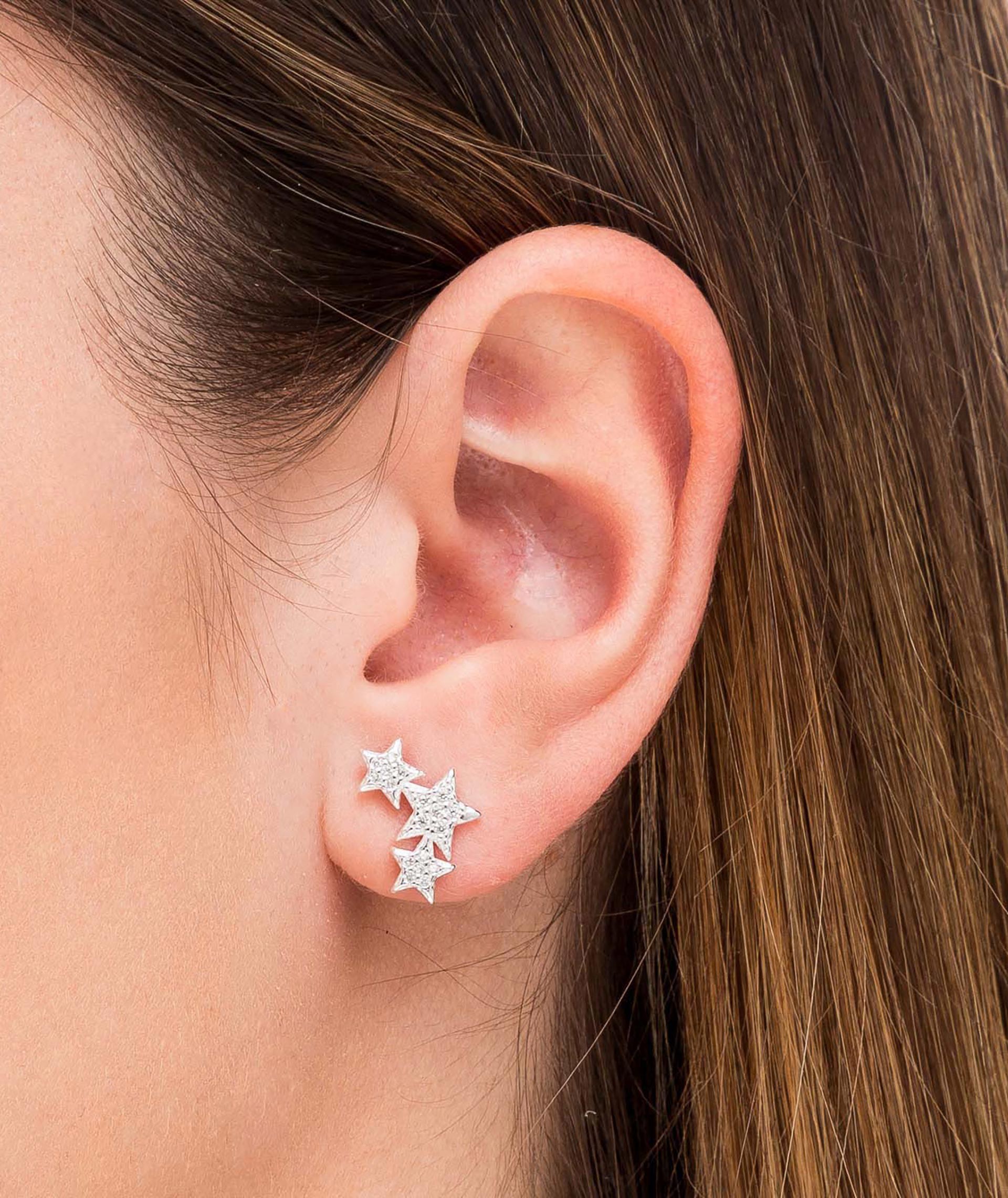 Earrings Three Stars Zirconias