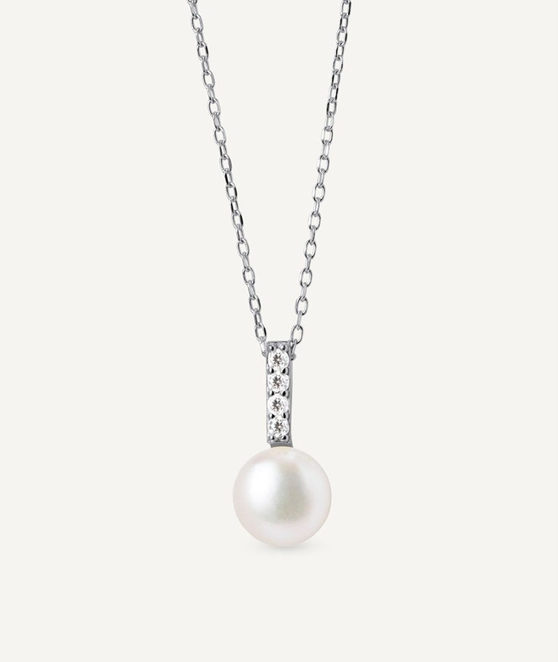 Pendant Sphere with cultured pearl and zirconia