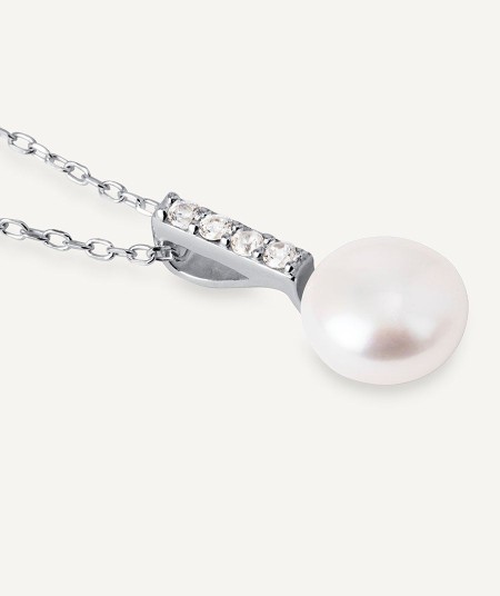 Pendant Sphere with cultured pearl and zirconia