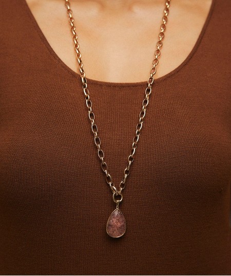 Pendant Sió with rose quartz