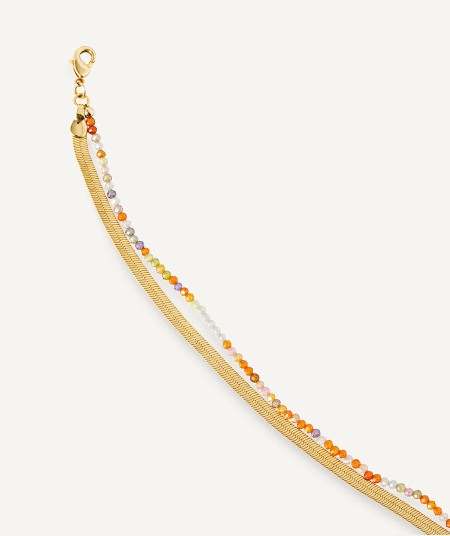 Necklace collection Esenciales 18 Kt Gold Plated Double flat chain Multicolor