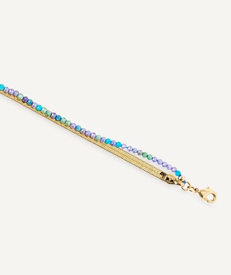 Necklace collection Esenciales 18 Kt Gold Plated Double Multicolor Circummeter Chain