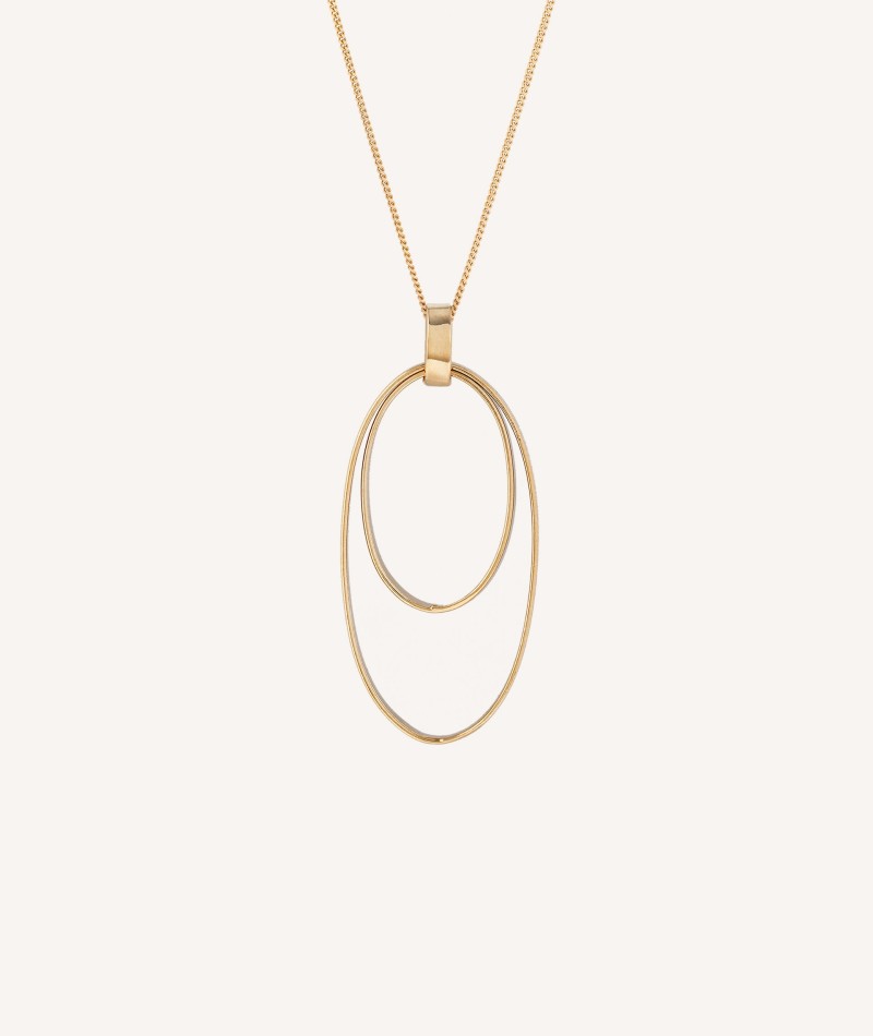 Pendant Donna 925 silver 18kt gold plated smooth oval ring