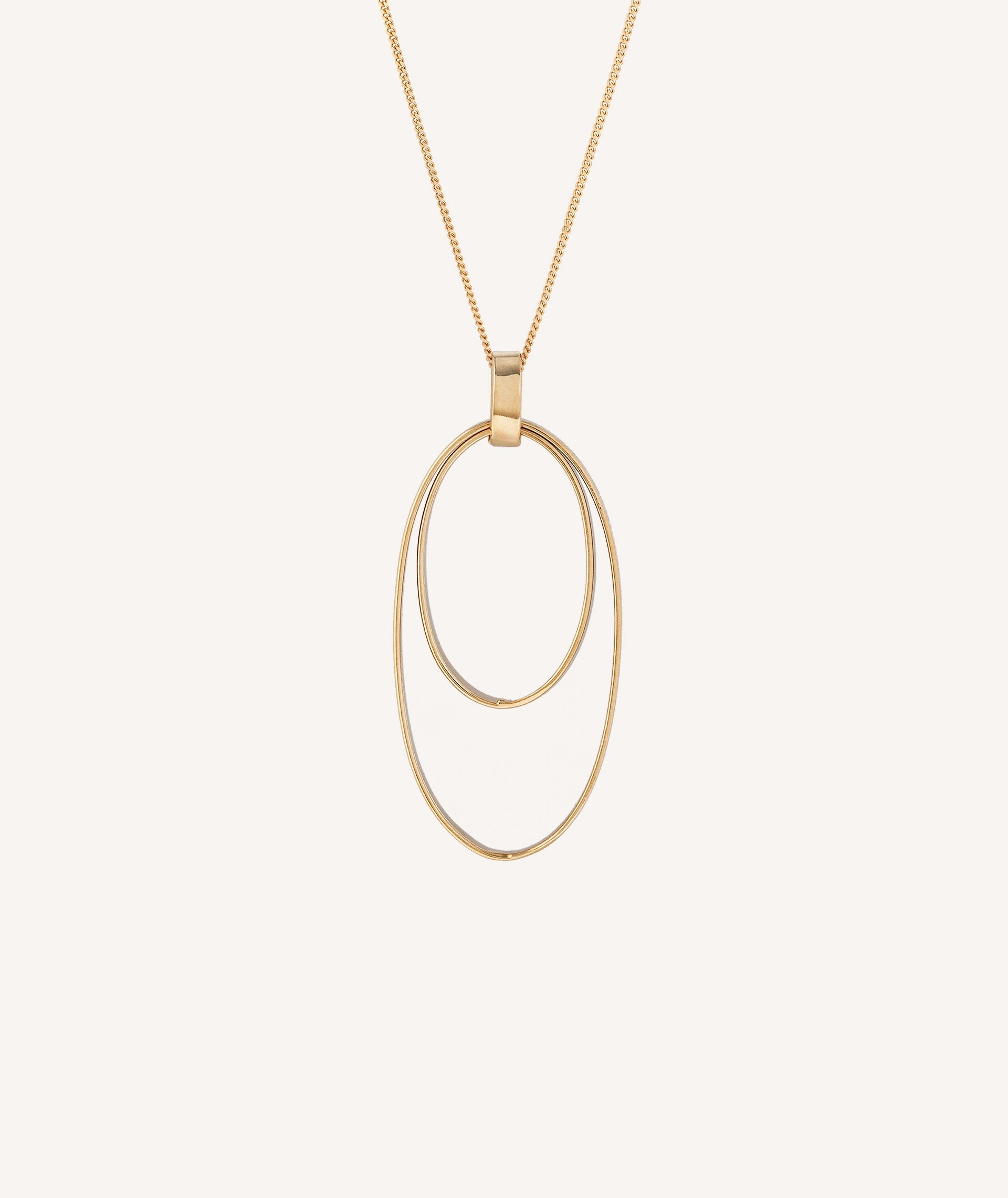 Pendant Donna 925 silver 18kt gold plated smooth oval ring