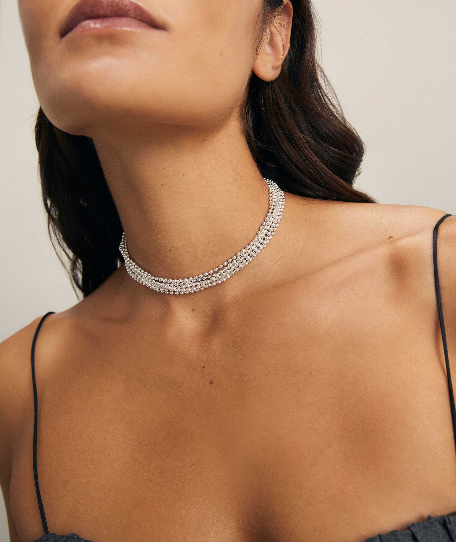 Necklace Choker Tina silver plated balls