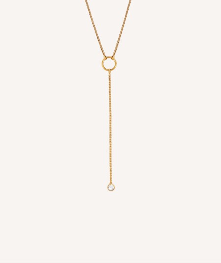 Necklace Helena  925 silver 18kt gold plated hoop zirconia pendant chain