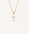 Pendant Charlene 925 silver 18kt gold plated cross cubic zirconias