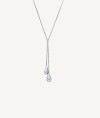 Double Drop Necklace 925 Sterling Silver Plated double pendulum drops