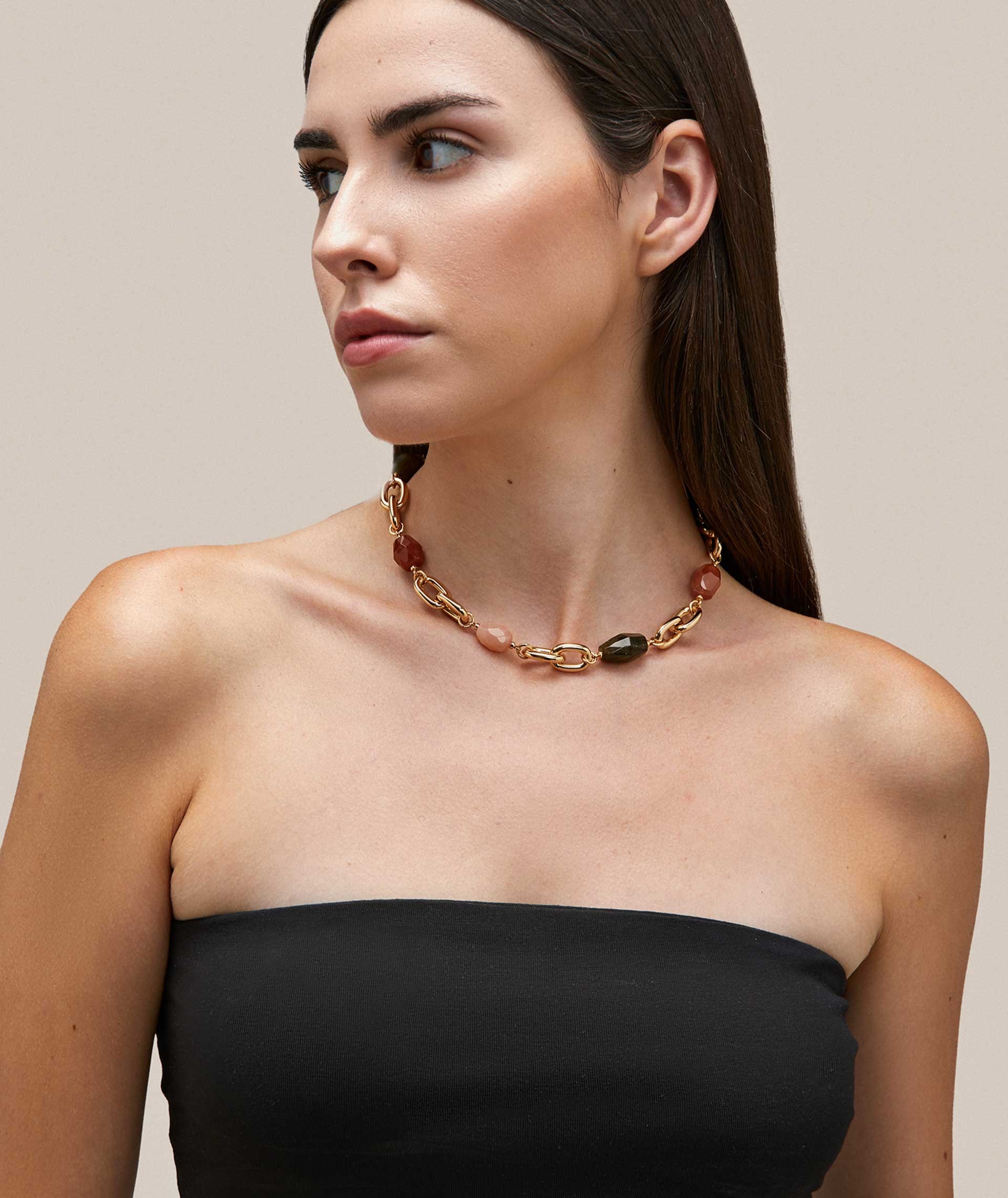 Collar Pilar eslabones y piedras naturales