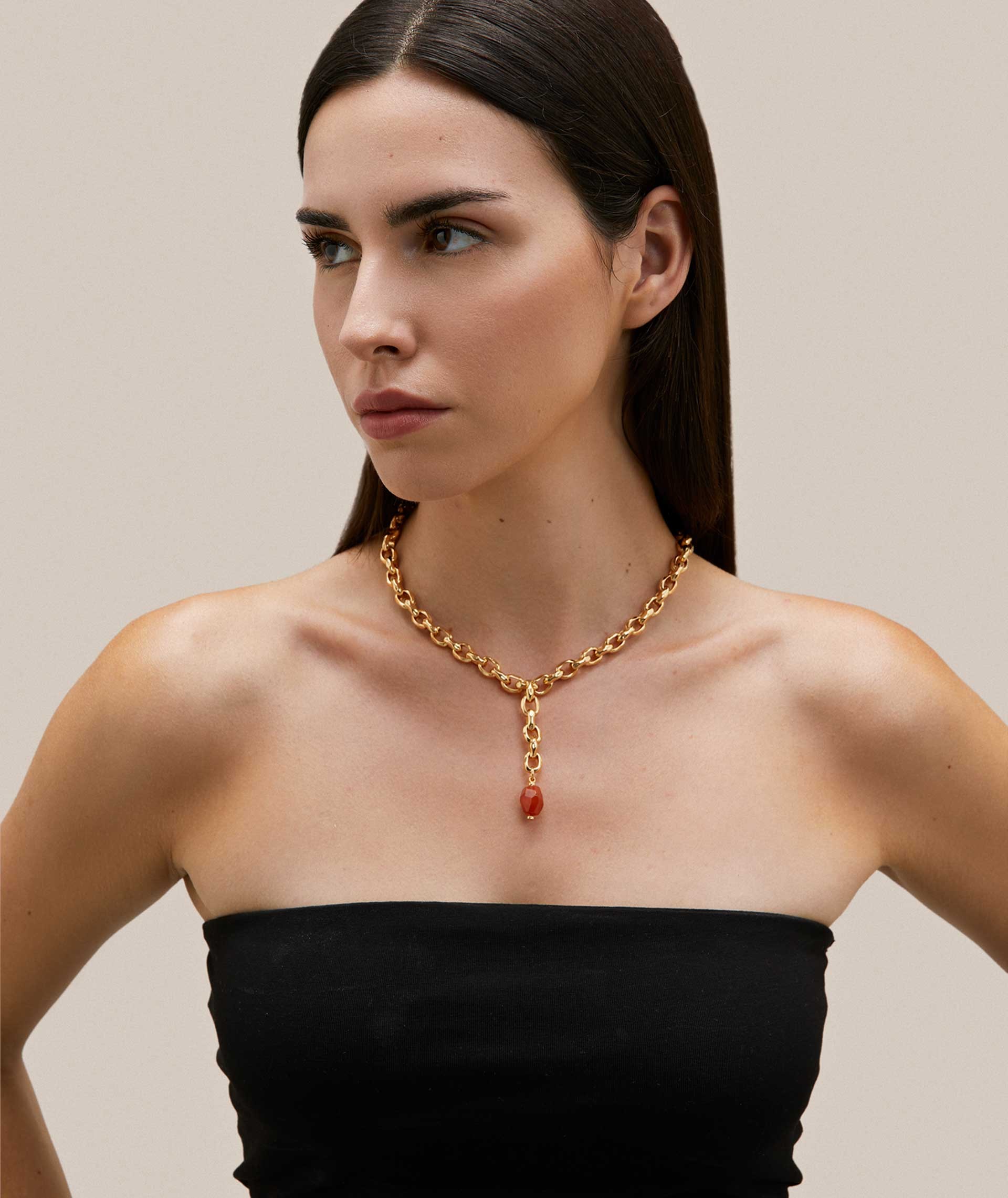 Necklace Alba 18 Kt Gold Plated link agate