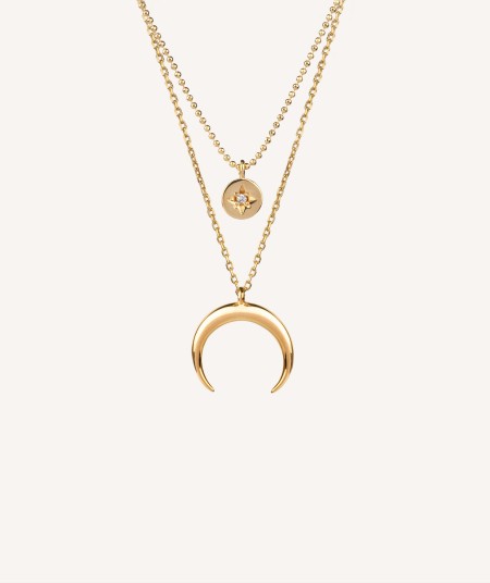 Pendant Zirconia Double Moon Reversed