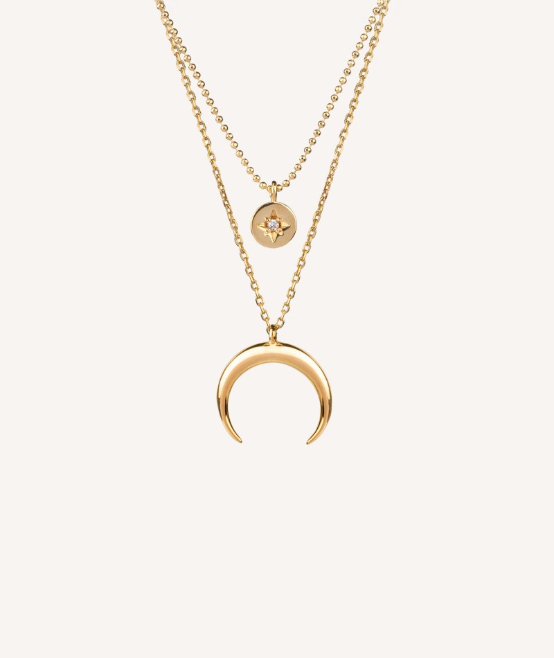 Pendant Zirconia Double Moon Reversed