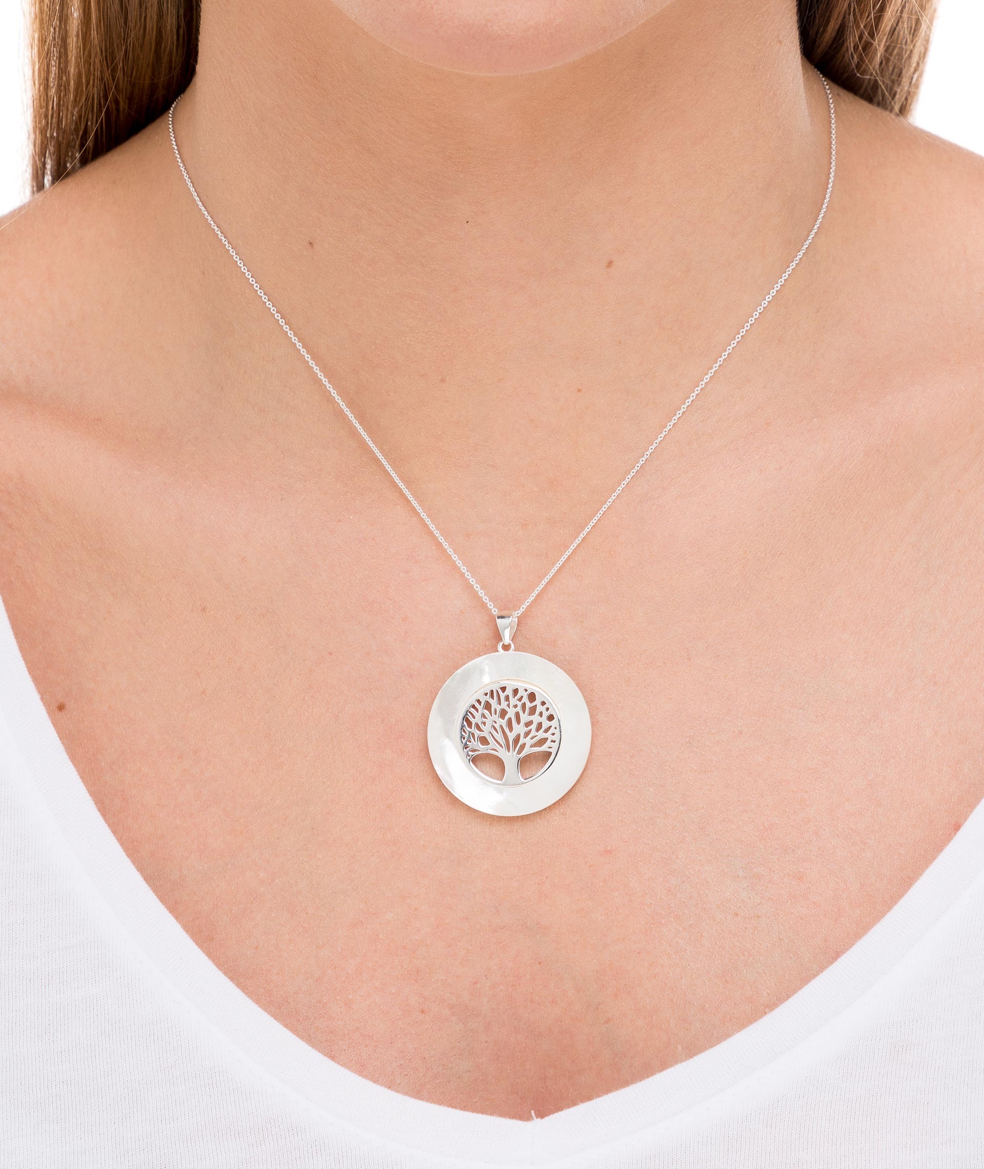 Pendant Tree of Life Mother of Pearl Circle