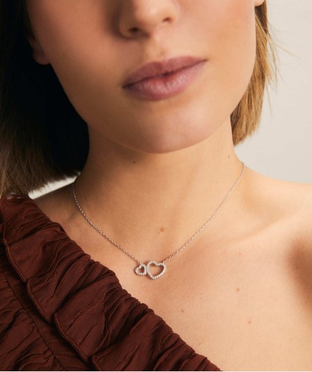 Collar Besos corazones circonitas