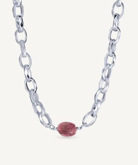 Necklace Ivette Silver plated Natural stone chain