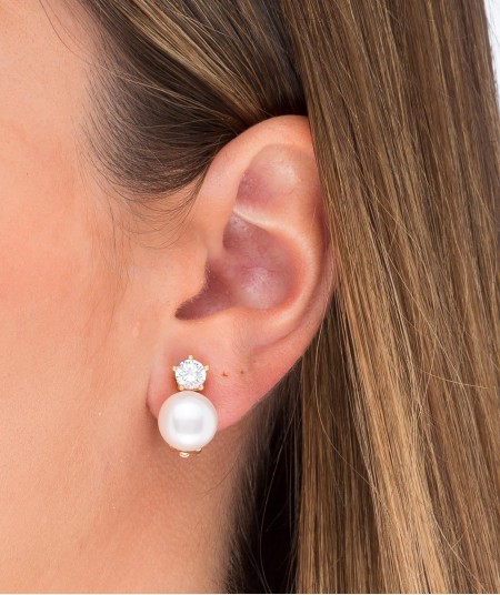 Earrings 5.5MM Cubic Zirconia 11MM Pearl