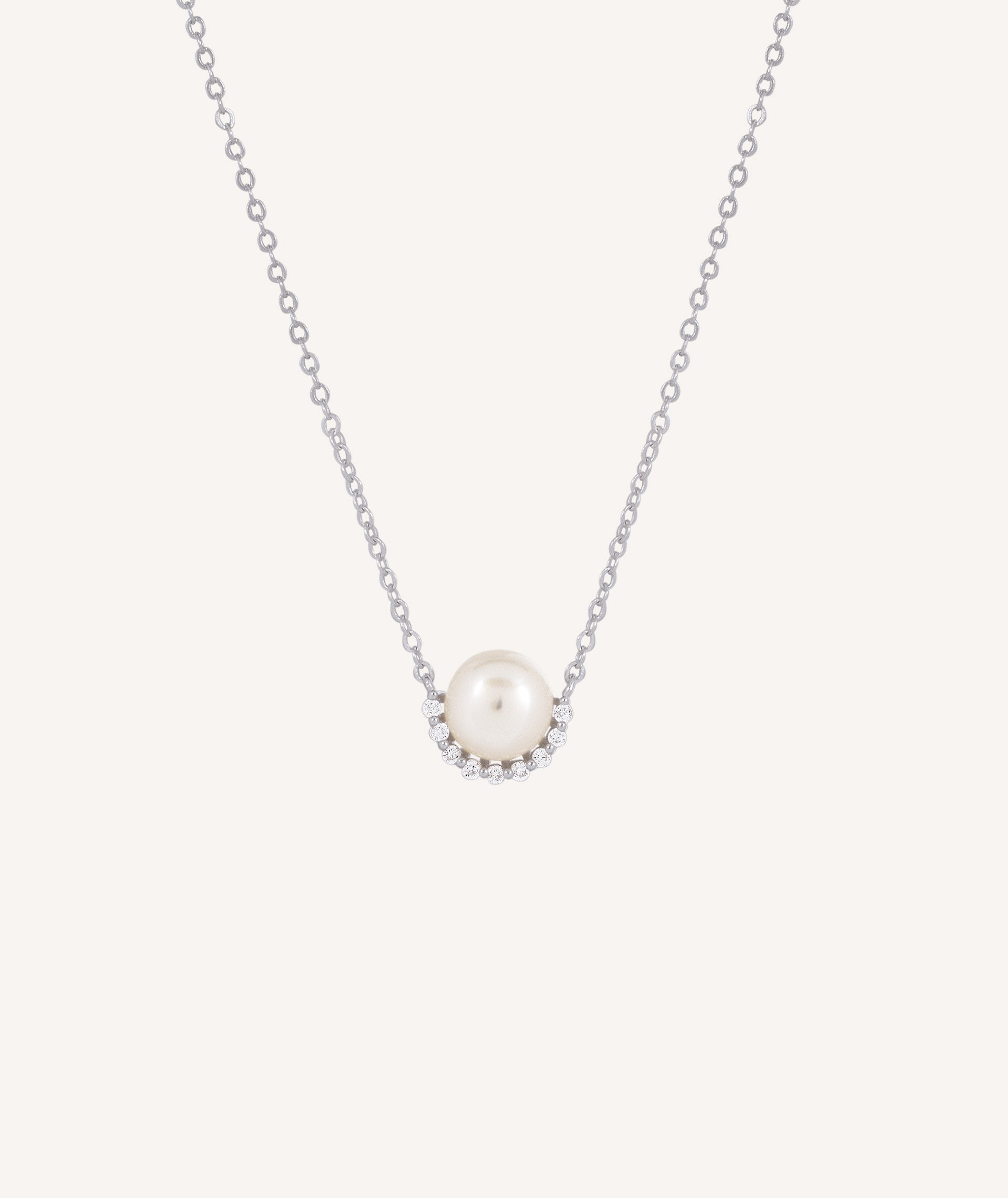 Necklace  silver 925 with zirconias and cultured pearl