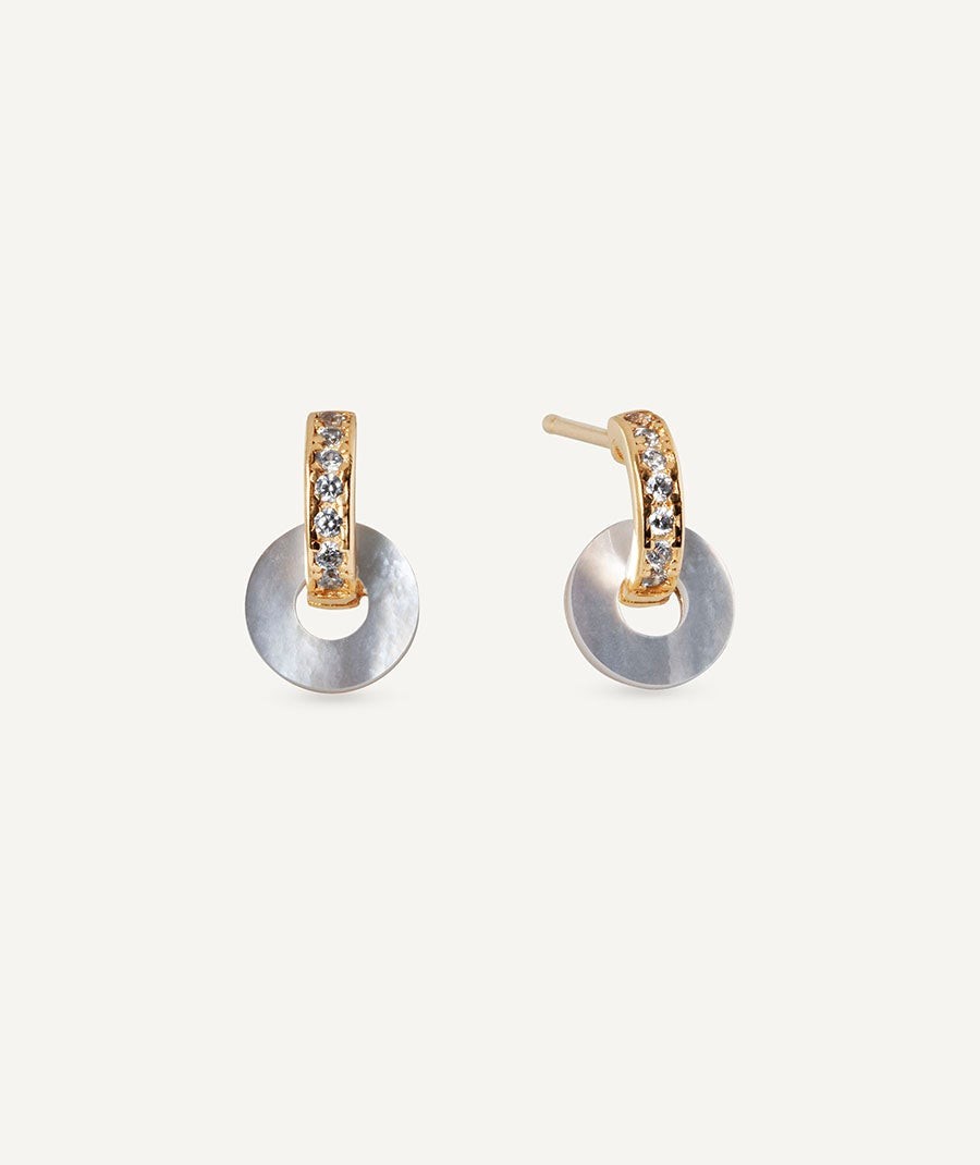 Earrings Allegra with Mother-of-Pearl and Cubic Zirconia