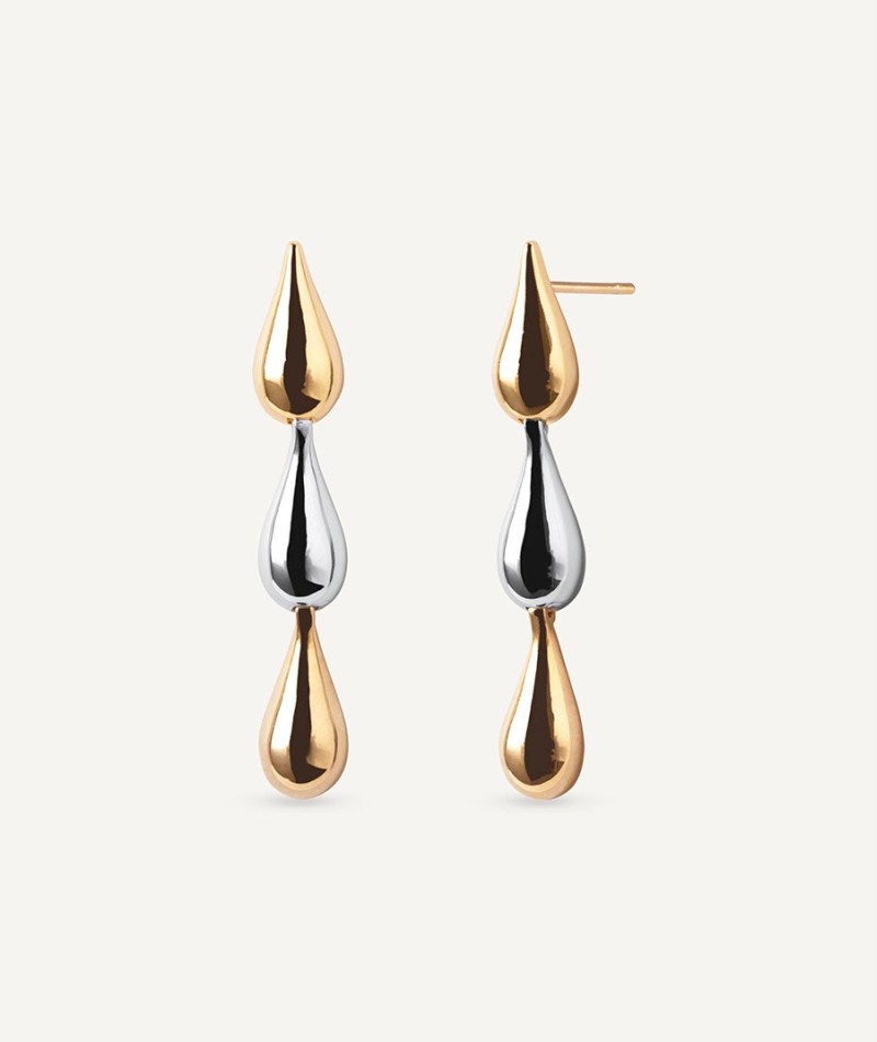 Earrings Long Drop Bicolor