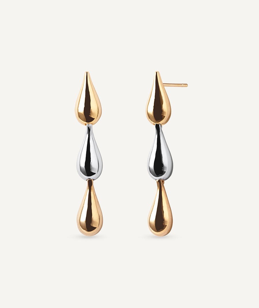 Earrings Long Drop Bicolor