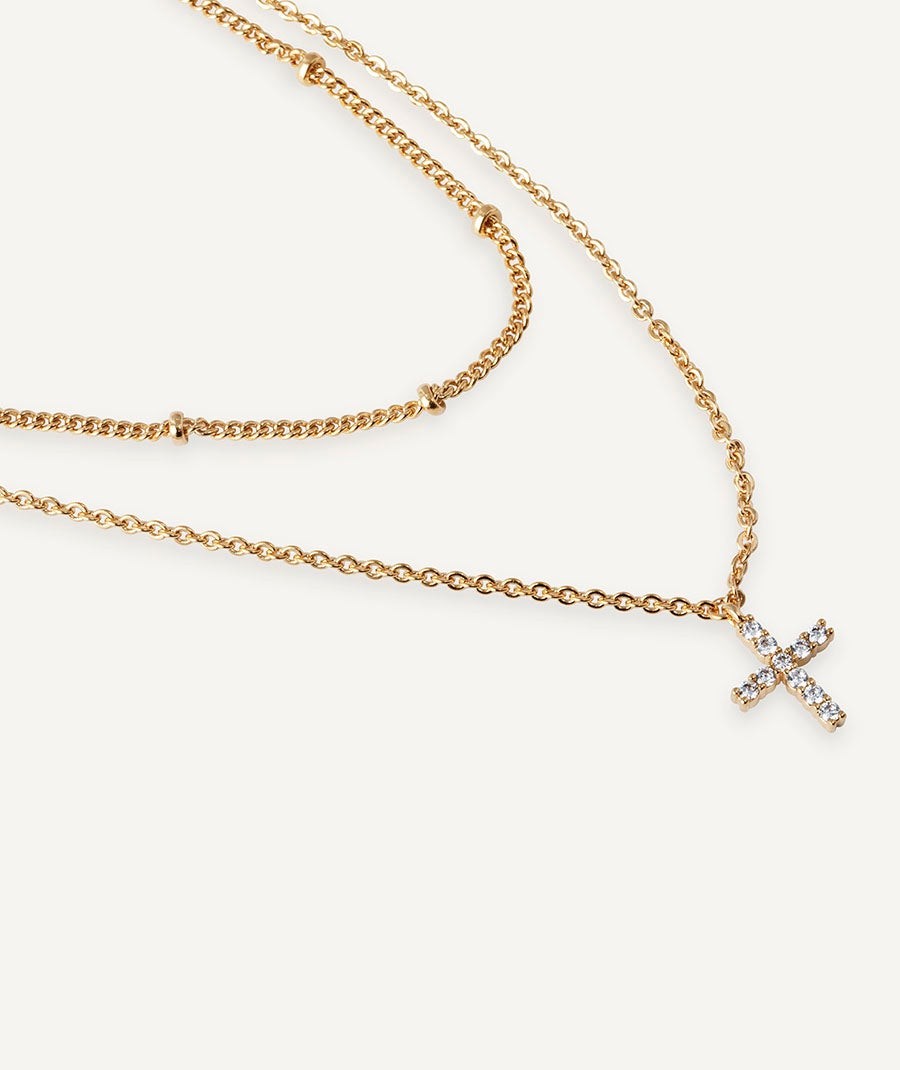 Necklace Cross with Cubic Zirconia