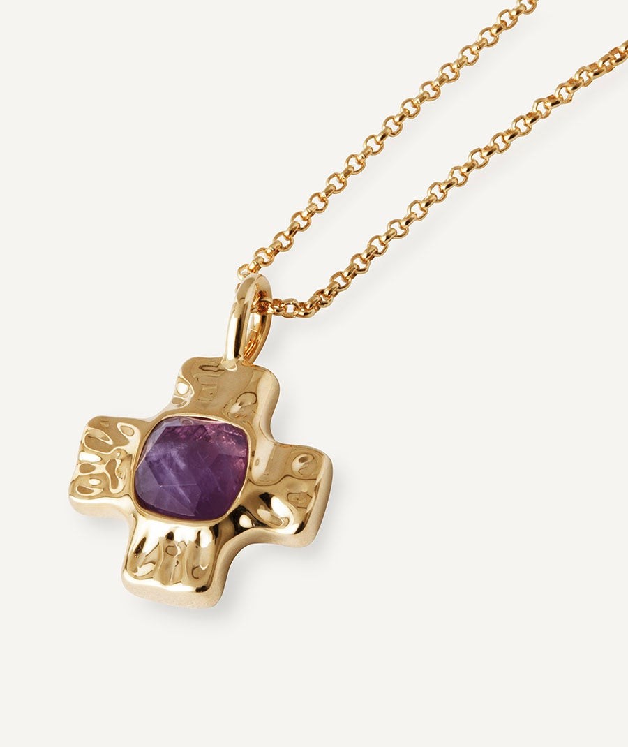 Pendant Sumi Cross with Lilac Amethyst