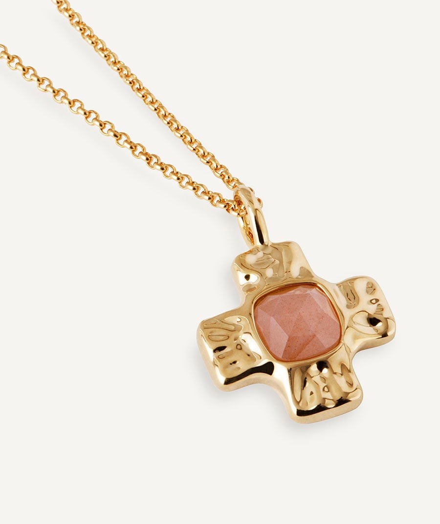 Pendant Kalahari Cross with Salmon Moonstone