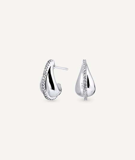 Earrings Semi Hoop with Cubic Zirconia