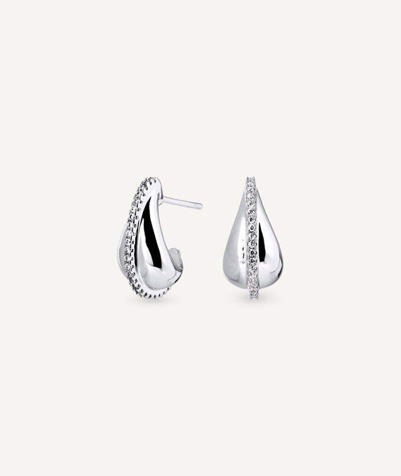 Earrings Semi Hoop with Cubic Zirconia