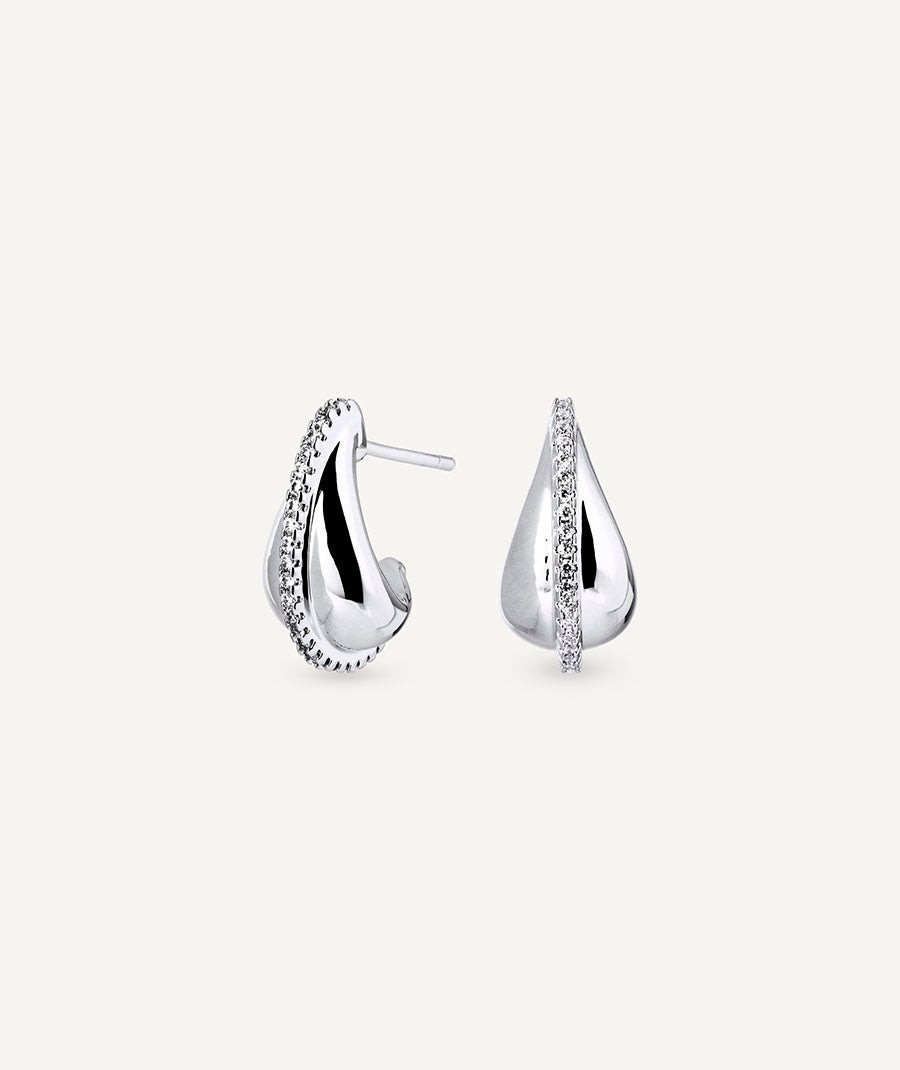 Earrings Semi Hoop with Cubic Zirconia