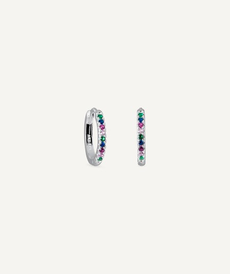 Earrings Hoop with Multicolor Cubic Zirconia